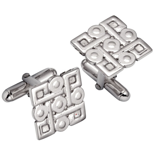Cufflinks Sterling Silver Square Shape Striking Celtic Cross Interweave