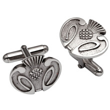 Cufflinks in Sterling Silver Stylised Scottish Thistle Relief Design