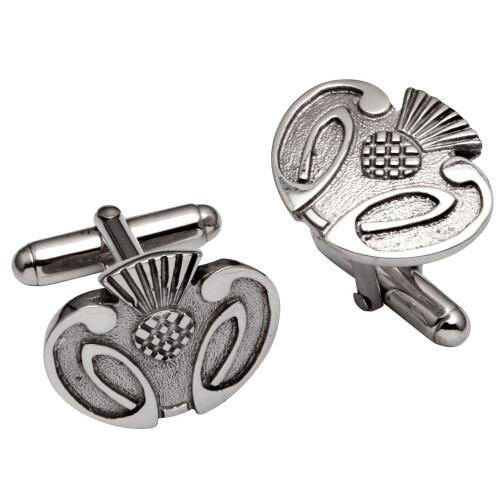 Cufflinks in Sterling Silver Stylised Scottish Thistle Relief Design