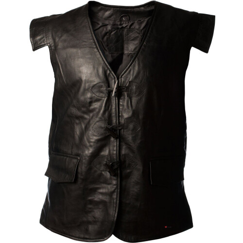 (S) Waistcoat Leather Jacobite Black Long