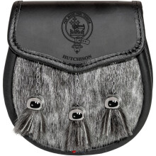 Hutchison Semi Sporran Fur Plain Leather Flap Scottish Clan Crest