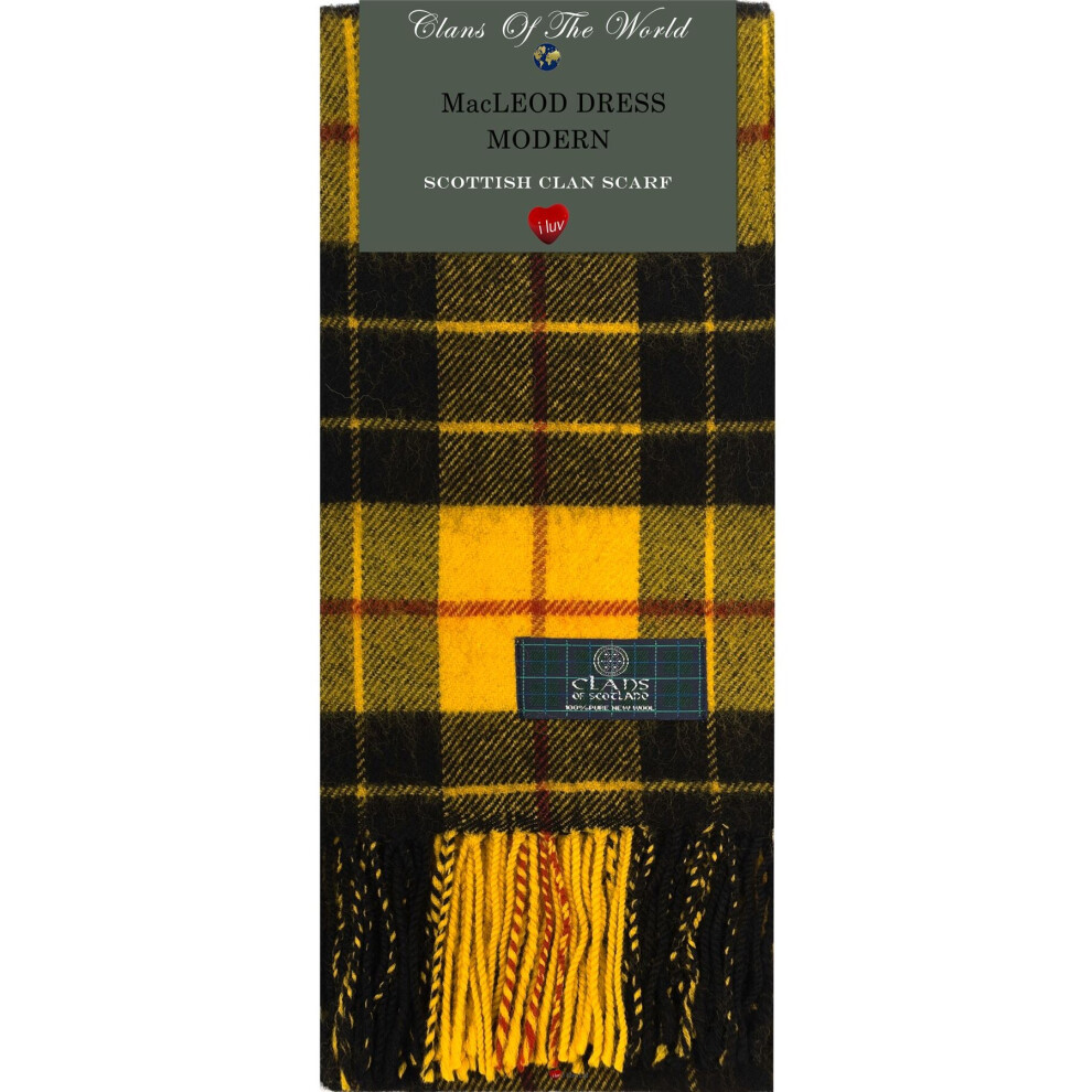I Luv Ltd Macleod Dress Modern Tartan Clan Scarf 100% Soft Lambswool Brown