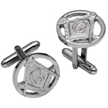 Cufflinks From Plated Bright Palladium Masonic Square & Compasses