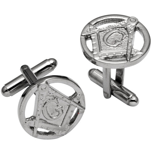 Cufflinks From Plated Bright Palladium Masonic Square & Compasses