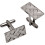 Cufflinks Plated Bright Palladium Rectangular Shape Basketweave Design 1