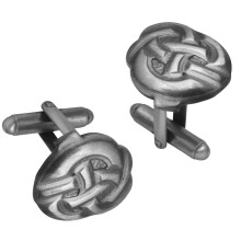 Cufflinks Plated Antique Silver Finish Featuring Celtic Knot Design