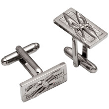 Cufflinks Plated Palladium Rectangular Decorated Celtic Interlace