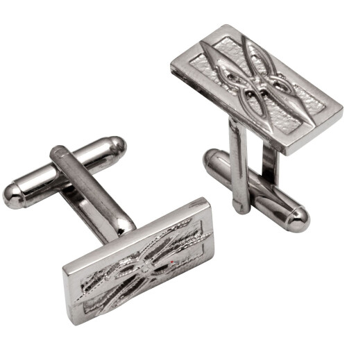 Cufflinks Plated Palladium Rectangular Decorated Celtic Interlace