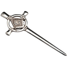 Kilt Pin Plated Bright Palladium Masonic Square & Compasses 100mm