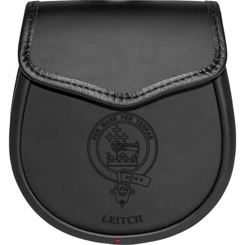 Leitch Leather Day Sporran Scottish Clan Crest