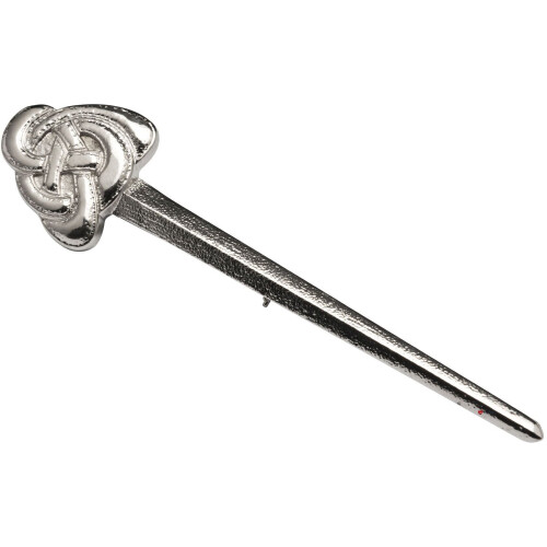 Kilt Pin Plated Bright Palladium Celtic Triangular Knot 100mm