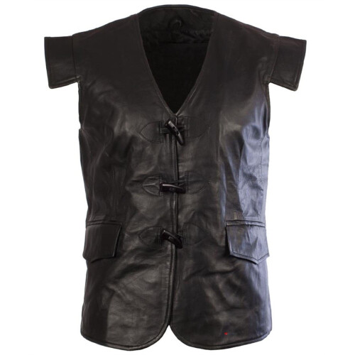 (S) Leather Waistcoat Sheep Black