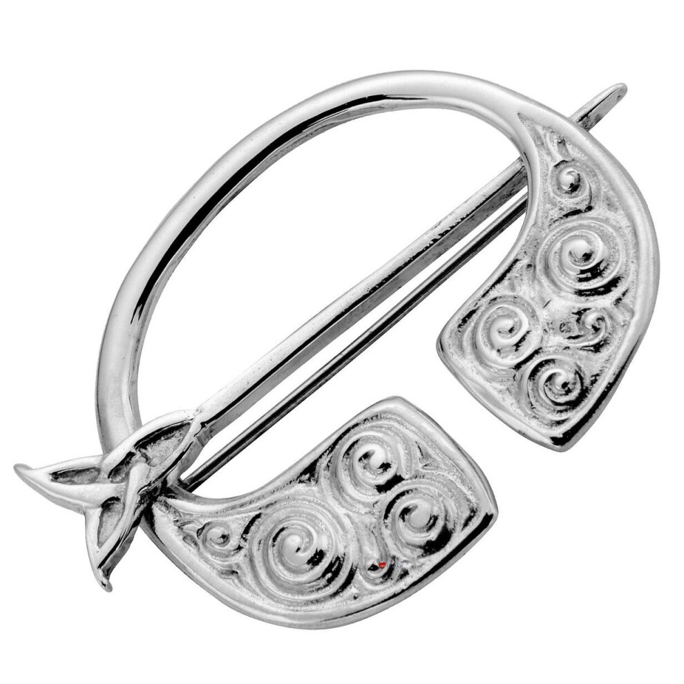 Pennannular Brooch Sterling Silver Celtic Swirl Swivel Pin Style 35mm