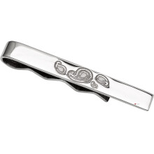 Tie Clip Slide Sterling Silver Slim Style Paisley Pattern Detail