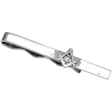 Tie Clip Slide Sterling Silver Slim Style Masonic Square and Compasses