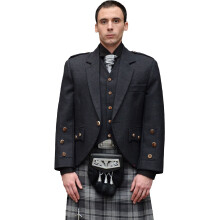 (40" Chest, Short) Araca Fashion Tweed Jacket With 5 Button Waistcoat Grey