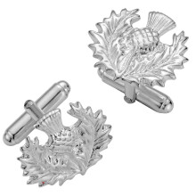 Cufflinks Sterling Silver Traditional Unframed Open Scottish Thistle