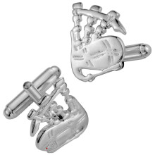 Cufflinks in Sterling Silver with Scottish Bagpipes in Open Design