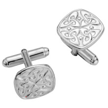 Cufflinks in Sterling Silver with Four Celtic Trefoils in Relief