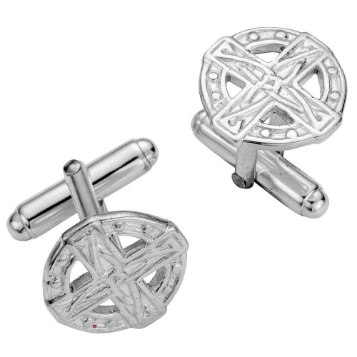 Cufflinks Sterling Silver Round Traditional Celtic Pierced Open Design