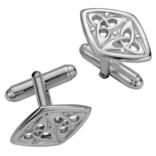 Cufflinks Sterling Silver Double Celtic Trefoil in Pierced Open