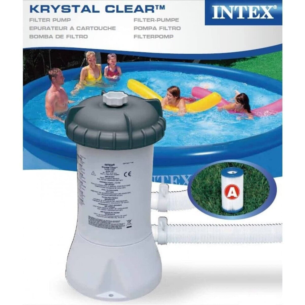 Intex Krystal Clear Swimming Pool Filter Pump & Cartridge for 8ft/10ft/12ft Pool