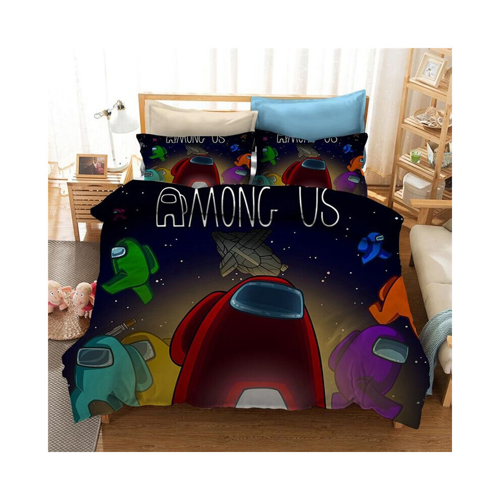 (Among, EU-Single-2pcs-135x200cm) Among Us Bedding Set Quilt Cover Pillowcase 3D Print