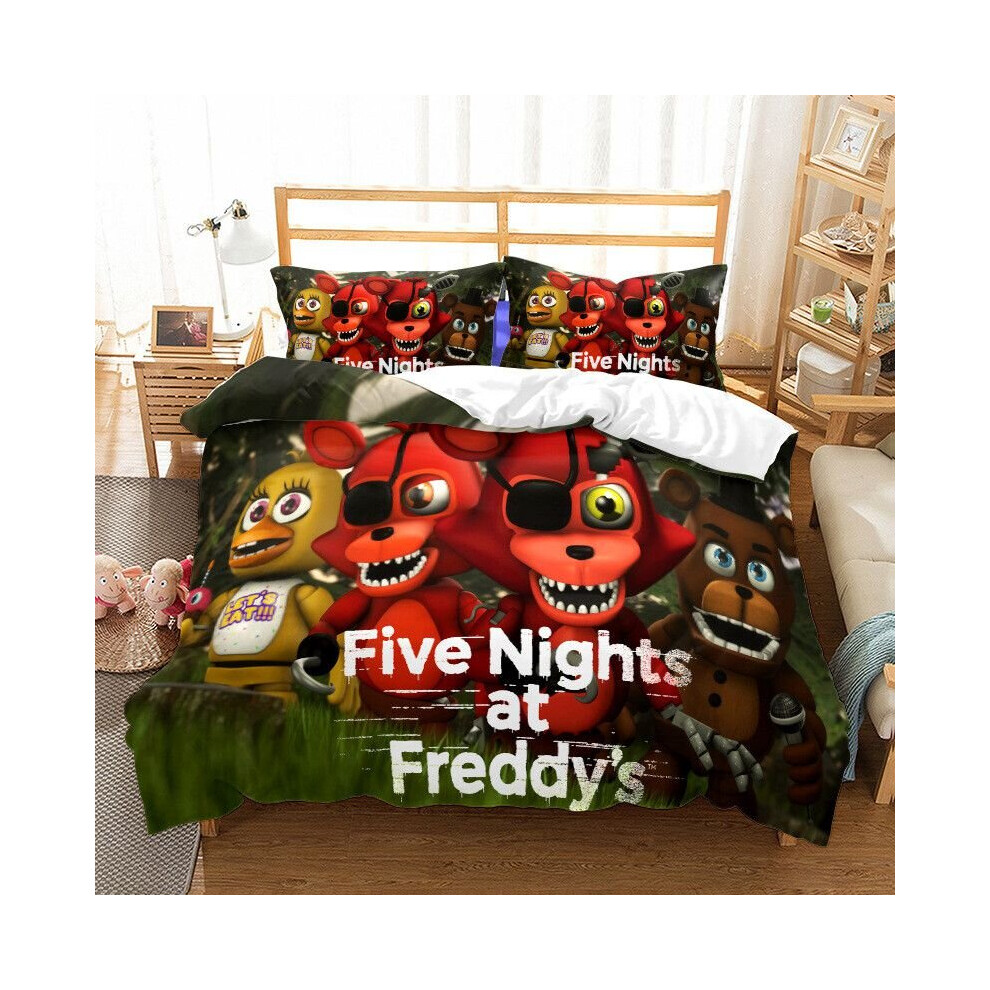 (Red, EU-Single(2pcs):135×200cm) Five Nights At Freddy's Bedding Set Duvet Cover Pillowcase