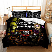 (Freddy, EU-Double(3pcs):200×200cm) Five Nights At Freddy's Bedding Set Duvet Cover Pillowcase