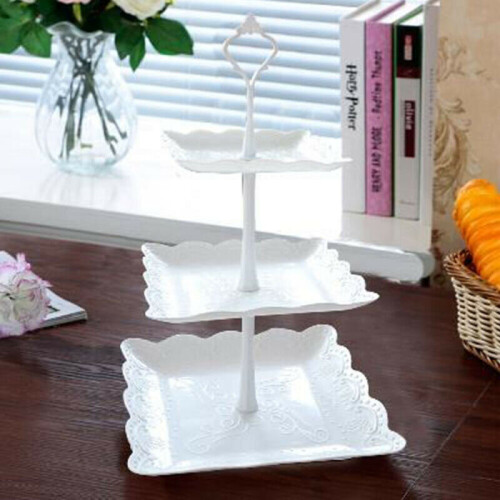 (Square ) 3 Tier Cake Stand Wedding Party Plates