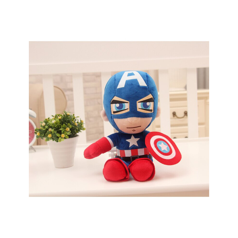 (Captain America, 27-30cm / 10.6-11.8in) Disney Cartoon Batman Plush Toy Mickey Minnie Stitch Soft Personality with Sleep Plush Toy Gift for Kids