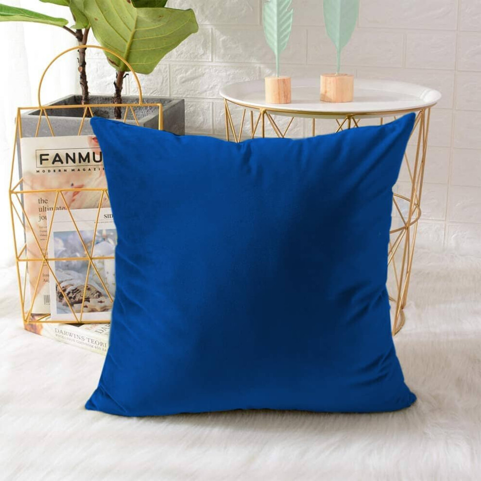 (Blue (18" x 18" inch)) Velvet Soft Cushion Cover Sofa Bed Pillows 18"x 18