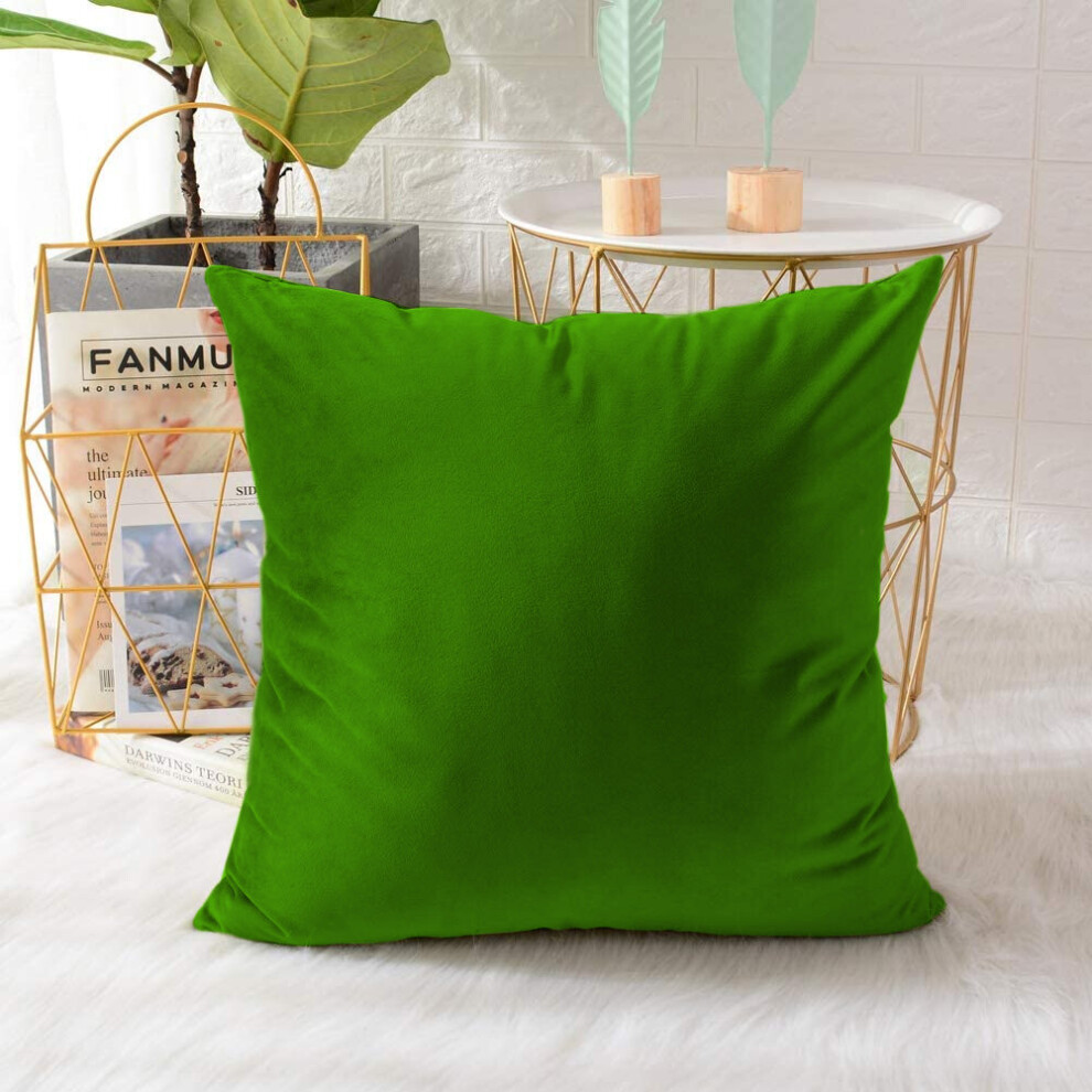 (Green (18" x 18" inch)) Velvet Soft Cushion Cover Sofa Bed Pillows 18"x 18