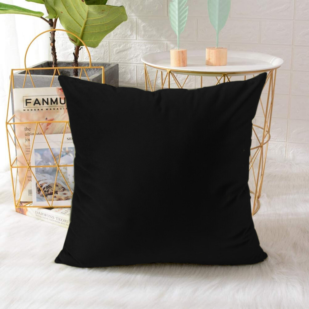 (Black (18" x 18" inch)) Velvet Soft Cushion Cover Sofa Bed Pillows 18"x 18