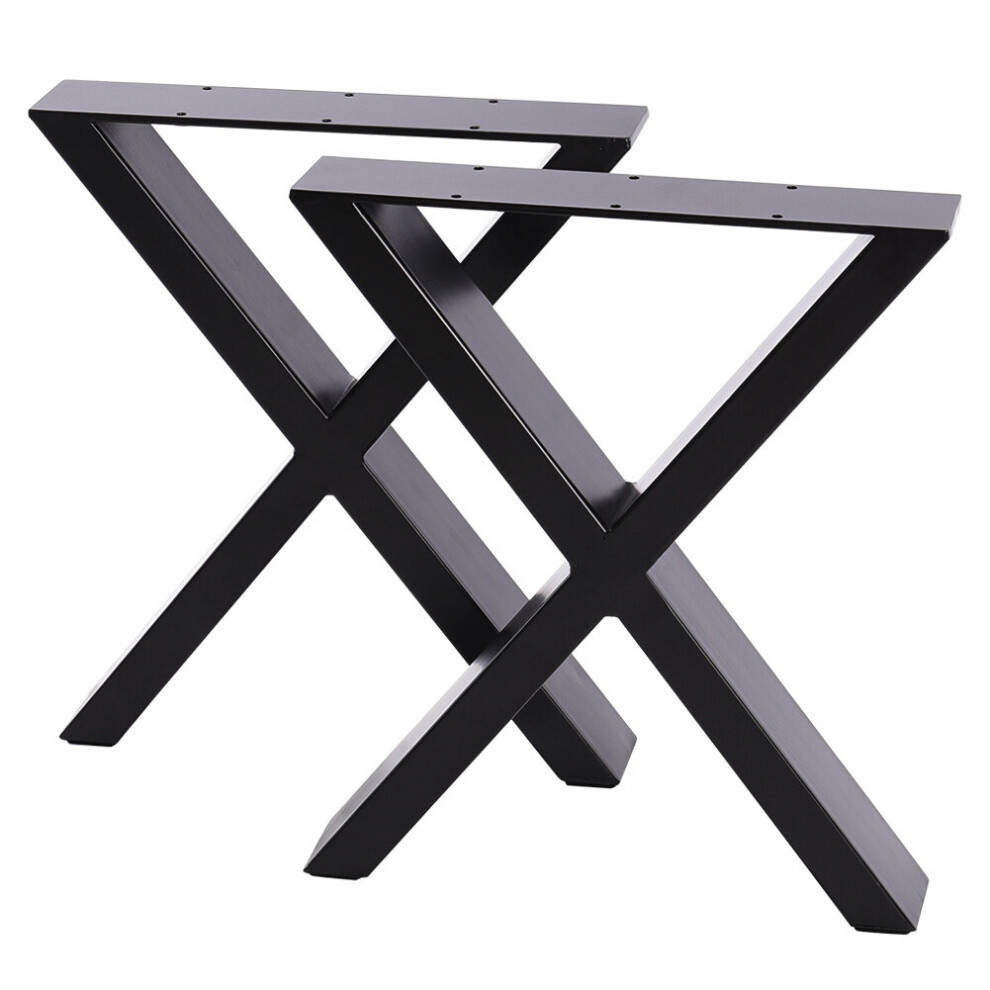 (Pair of X-Shaped--L35*W7*H40) Set of 2 Metal Table Bench Legs Frames Square Steel Base Stands