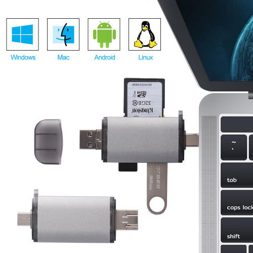 6in1 USB TypeC Micro TF SD Memory Card Reader Adapter for Samsung Mac.
