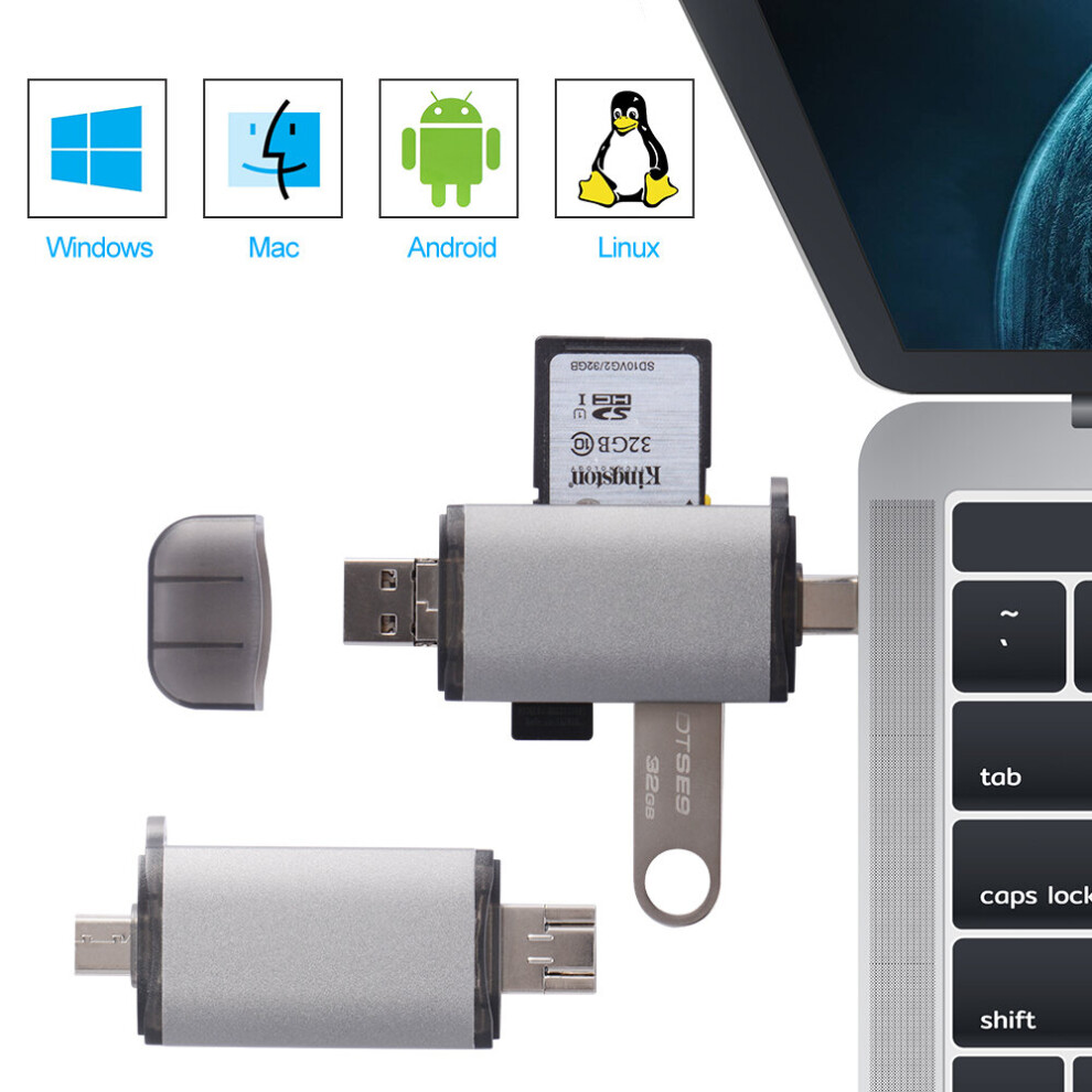 6In1 Usb Typec Micro Tf Sd Memory Card Reader Adapter For Samsung Mac. 7381457037041