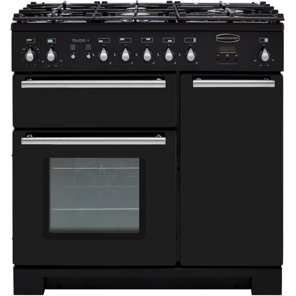 Rangemaster Toledo + Tolp90dffgb/C 90Cm Dual Fuel Range Cooker - / Chrome Black