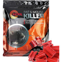 RatKil Rat Poison 300g Rat And Mouse Killer Bait Blocks - Professional Strength Difenacoum - Fast Acting Poison For Pest Control - Weatherpr