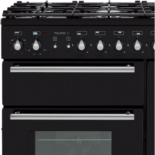 Rangemaster Toledo + TOLP90DFFGB/C 90cm Dual Fuel Range Cooker Black