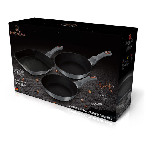 (Moonlight (Silver)) Berlinger Haus 3pc Aluminium Non Stick Frying Pan 1