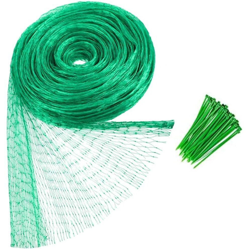 Hywean Green Garden Netting 2M x 15M Grass Seed Netting with 50Pcs Nylon Cable Ties, Netting for Plants Pond Protection Bird Control for Gar