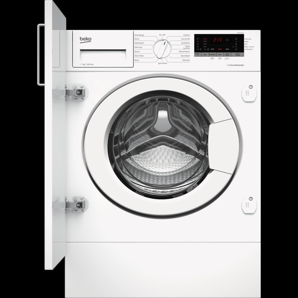 Beko WTIK76151F Integrated 7Kg Washing Machine with 1600 rpm - White