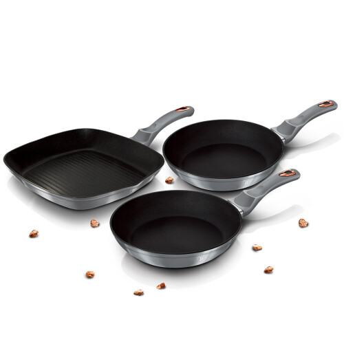 (Moonlight (Silver)) Berlinger Haus 3pc Aluminium Non Stick Frying Pan