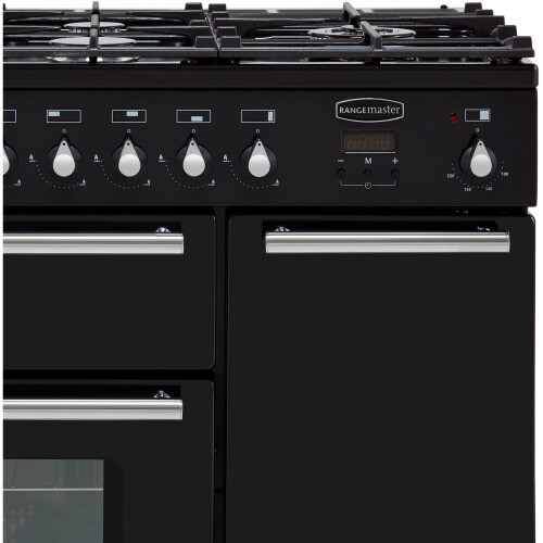 Rangemaster Toledo + TOLP90DFFGB/C 90cm Dual Fuel Range Cooker Black