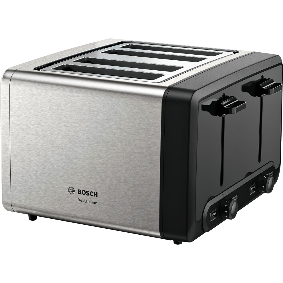 New Bosch Designline 4 Slice Toaster - Silver Tat4p440gb