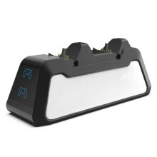 (Black) Dual Charger Dock Station Charging Stand PS5 DualSense Controller Handle Games