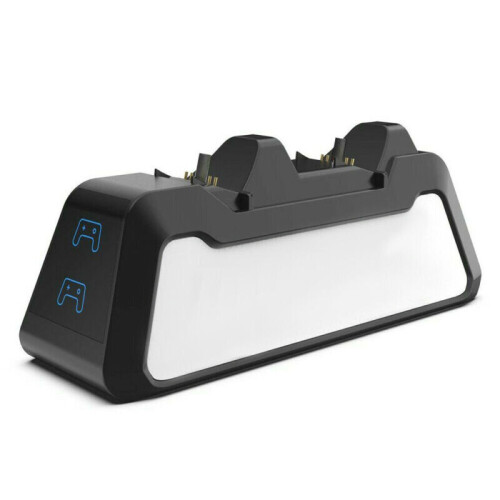 (Black) Dual Charger Dock Station Charging Stand PS5 DualSense Controller Handle Games