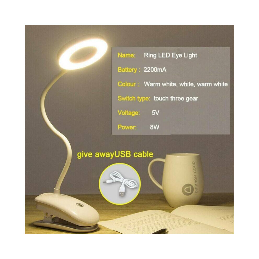 (Trichromatic Light) Flexible USB Clamp Clip On LED Light Reading Home Table Desk Bed Night Lamps