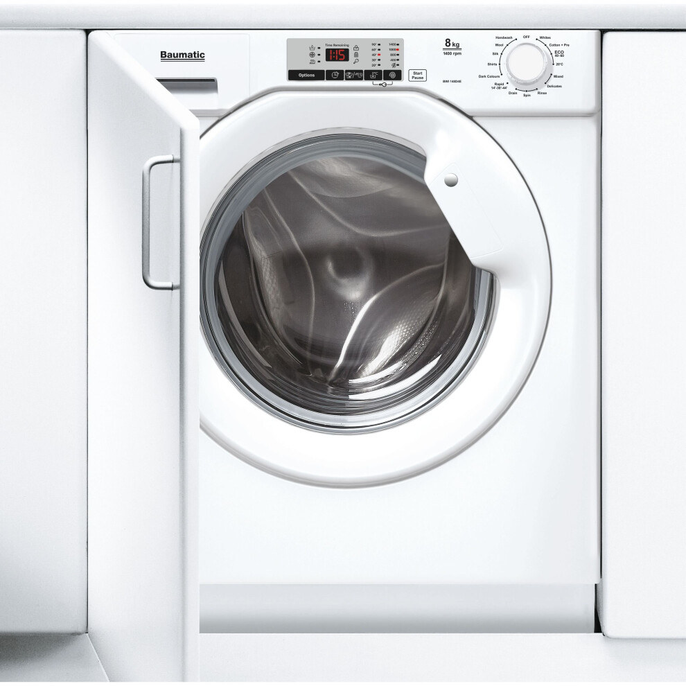 Baumatic BWI148D4E Integrated 8Kg Washing Machine with 1400 rpm - White